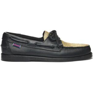 NEW SEBAGO  wome Leather Portland Vamp Glitter Flats black 253